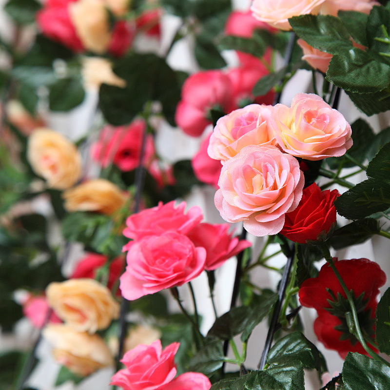 Flor artificial Flor de ratán flor decorativa Flor de seda Flor de plástico flor artificial flor decorativa flor Rosa techo bobinado flor de la boda