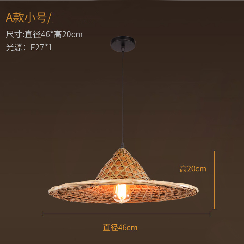 Lámpara de Techo Estilo Chino de Bambú, Iluminación Retro Nostálgica con Forma de Sombrero de Paja, para Restaurante de Hot Pot, Restaurante de Cocina Local, Pantalla de Lámpara con Forma de Sombrero