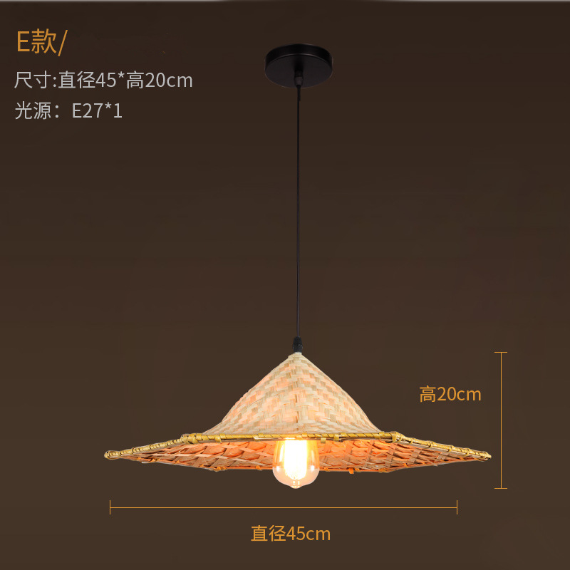Lámpara de Techo Estilo Chino de Bambú, Iluminación Retro Nostálgica con Forma de Sombrero de Paja, para Restaurante de Hot Pot, Restaurante de Cocina Local, Pantalla de Lámpara con Forma de Sombrero