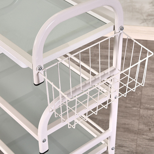 Multifunctional Cosmetology Tattoo Hair Beauty Rolling Cart with Three-Layer Glass Surface Display Rack, Beauty Salon Tool Cart