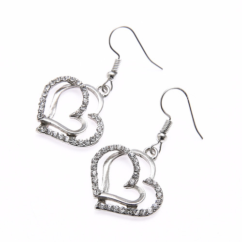 European and American popular jewelry sets, wedding dinner, wedding accessories, double hearts, peach heart-shaped earrings, necklace sets, wholesale