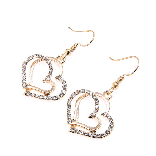 European and American popular jewelry sets, wedding dinner, wedding accessories, double hearts, peach heart-shaped earrings, necklace sets, wholesale