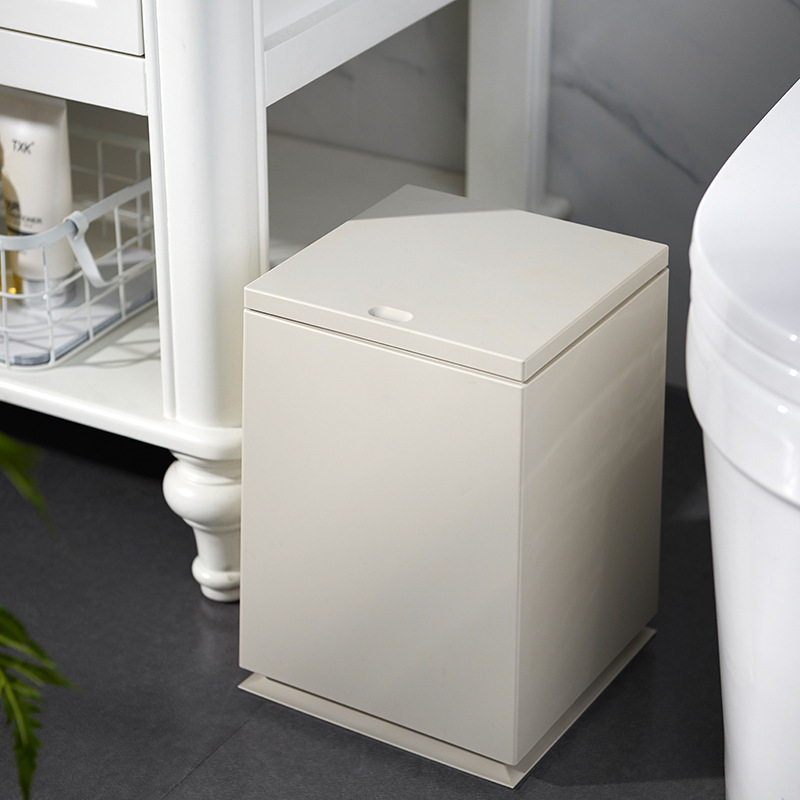 Push-style Square Trash Can High-end Simple Living Room Bathroom with Lid Household Large-size Hand-pressed Nordic Style
