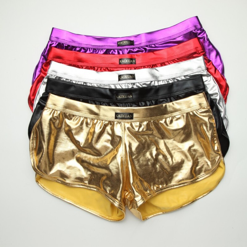 Men's Boxers Patent Leather Fashion Imitation Leather Classic Stage Performance Nightclub Boxers Sexy Panties 1045PJ