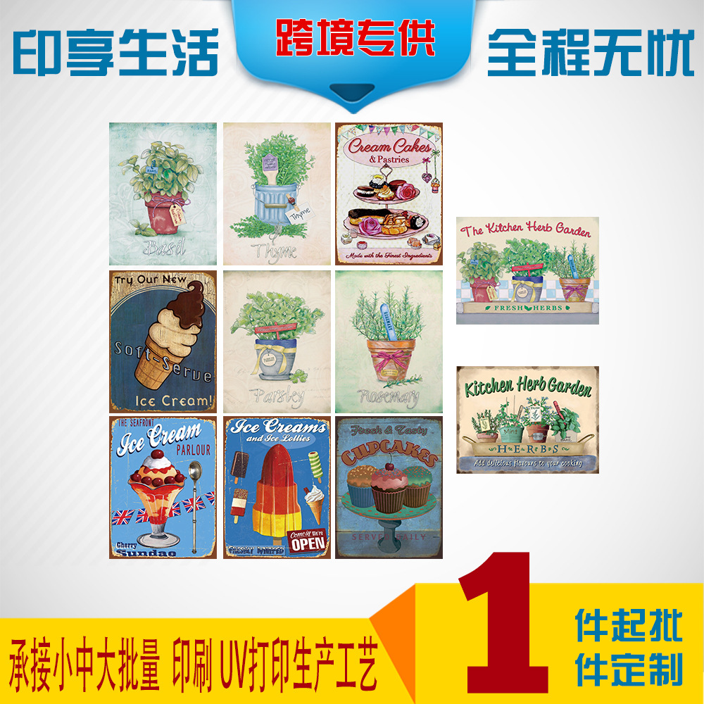 Foreign trade Europe and America Amazon AliExpress real tin painting bar KTV home decoration painting flower abstract wholesale