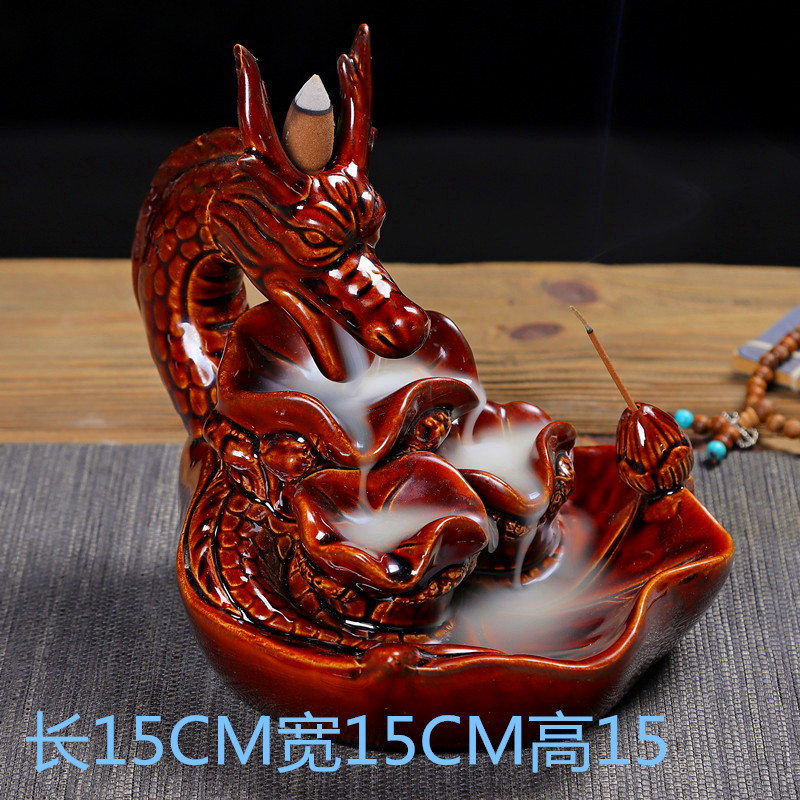 创意倒流香炉陶瓷祥龙流烟熏香炉室内仿古檀香炉观烟摆件香炉批发