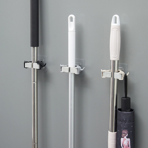 Multi-functional traceless horn mop clip hook without drilling Patented mop holder for broom holder wall-mounted bathroom