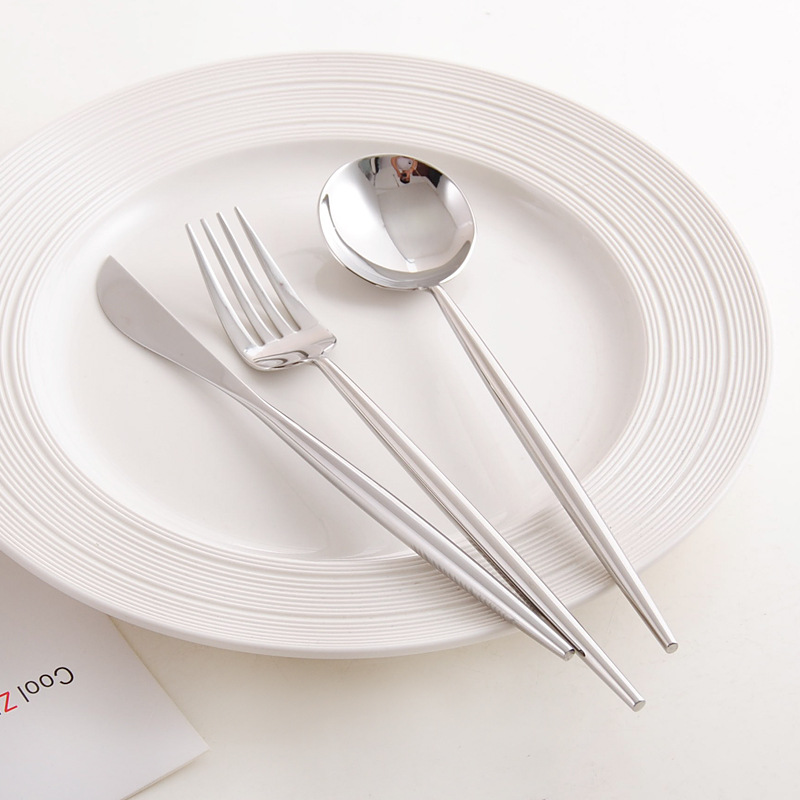 Trendy INS Chopsticks Portuguese Style 304 Stainless Steel Knife Long Handle Coffee Spoon Fruit Fork_voghion.com