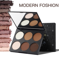 Meixiner Six-Color Contour Powder Cake, 3D Lifting Highlight & Contour Combo, Nose Contour & Side Shadow, High Nose Bridge