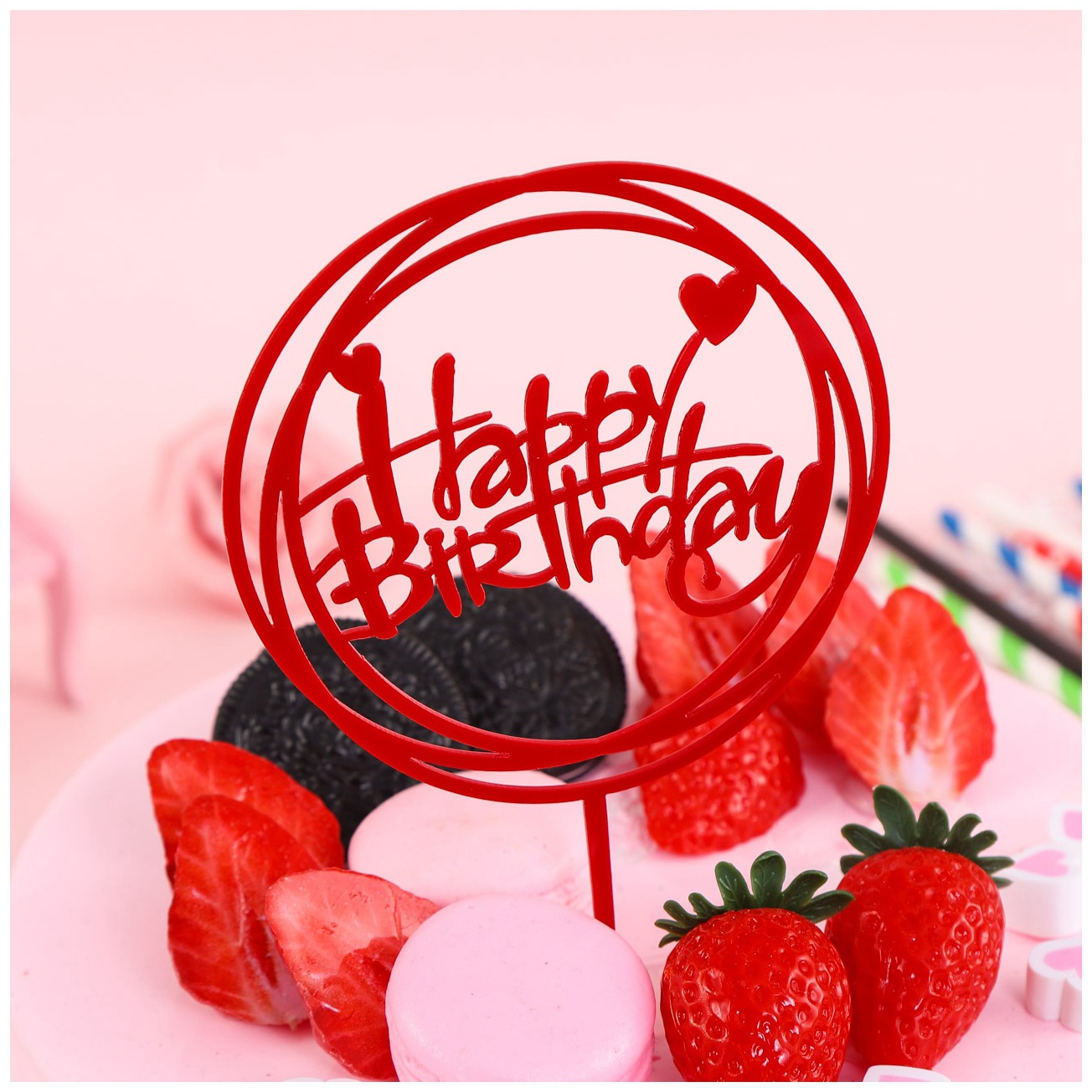 Inserción de tarjeta de pastel de cumpleaños decoración para hornear inserción de bandera creativa acrílico espejo de doble cara inserción de tarjeta fábrica en stock al por mayor