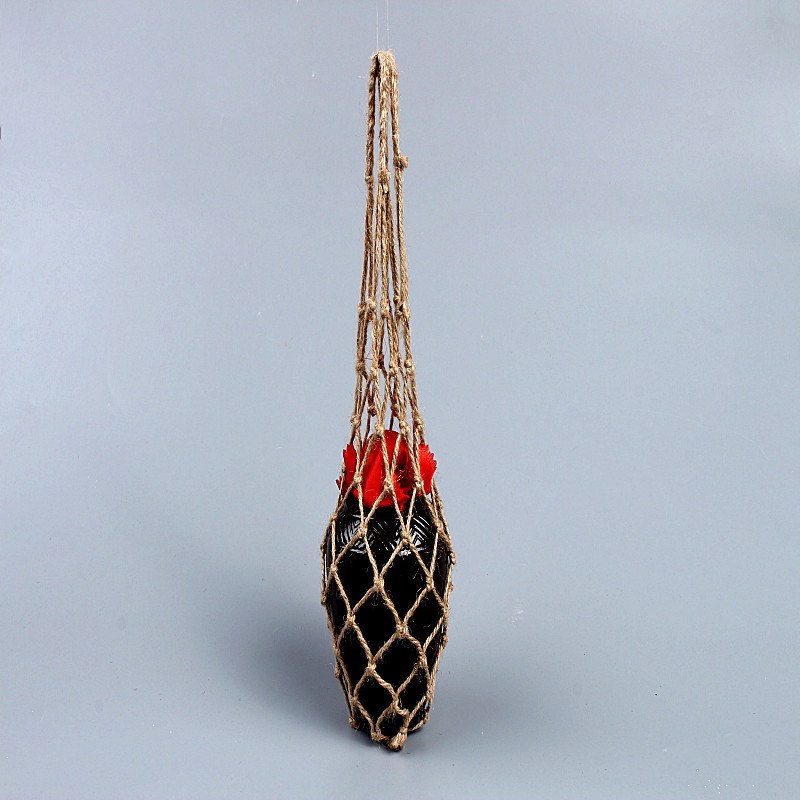 厂家直销麻绳网兜玻璃瓶罐杯子礼品包装酒厂酒装饰复古简约价廉