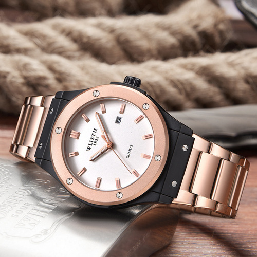 Wallis new brand watch sports luminous quartz watch calendar waterproof watch men's steel band watch wholesale