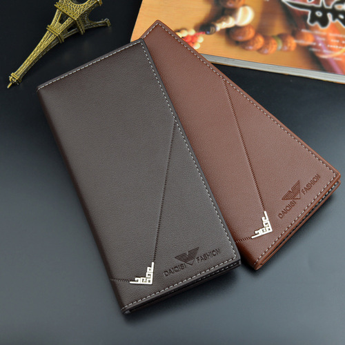 New men's wallet, men's long wallet, vertical thin youth soft wallet, multiple card slots, large capacity, fashionable suit bag