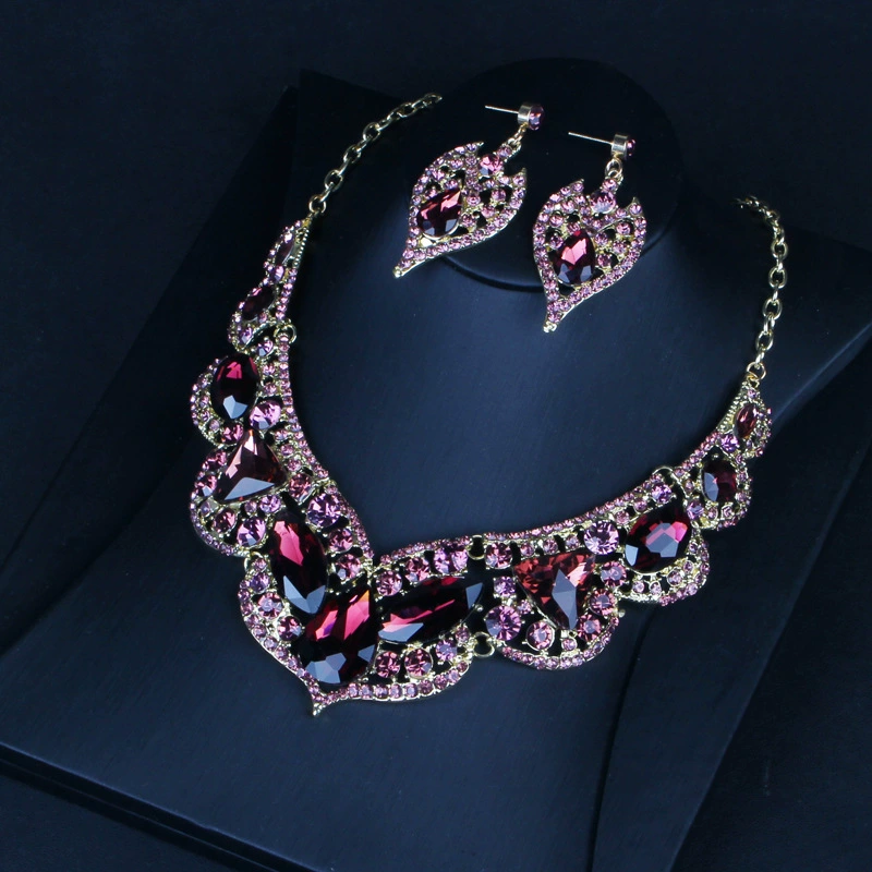 Short purple necklace, chain for key bag , pendant, evening dress for bride, accessory, European style