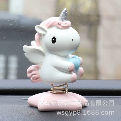 Cartoon unicorn cake baking decorations ornaments creative car decorations resin ornaments wholesale (Car ornaments) - pink