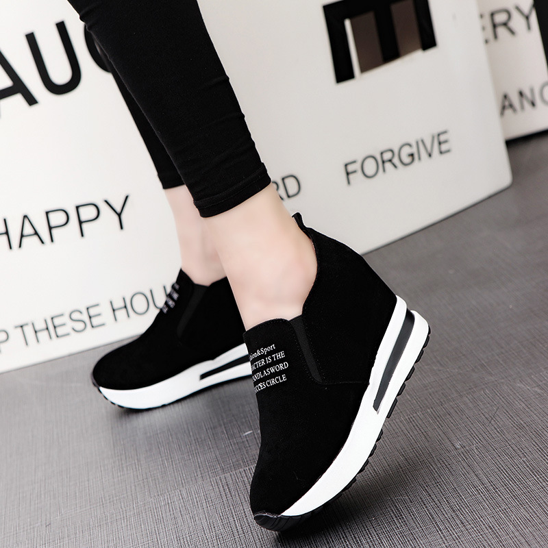 Cross-border Thick-soled Platform Sports Women's Single-layer Shoes Slip-on Students Look Tall and Slim Korean Style Casual Women's Single-layer Shoes