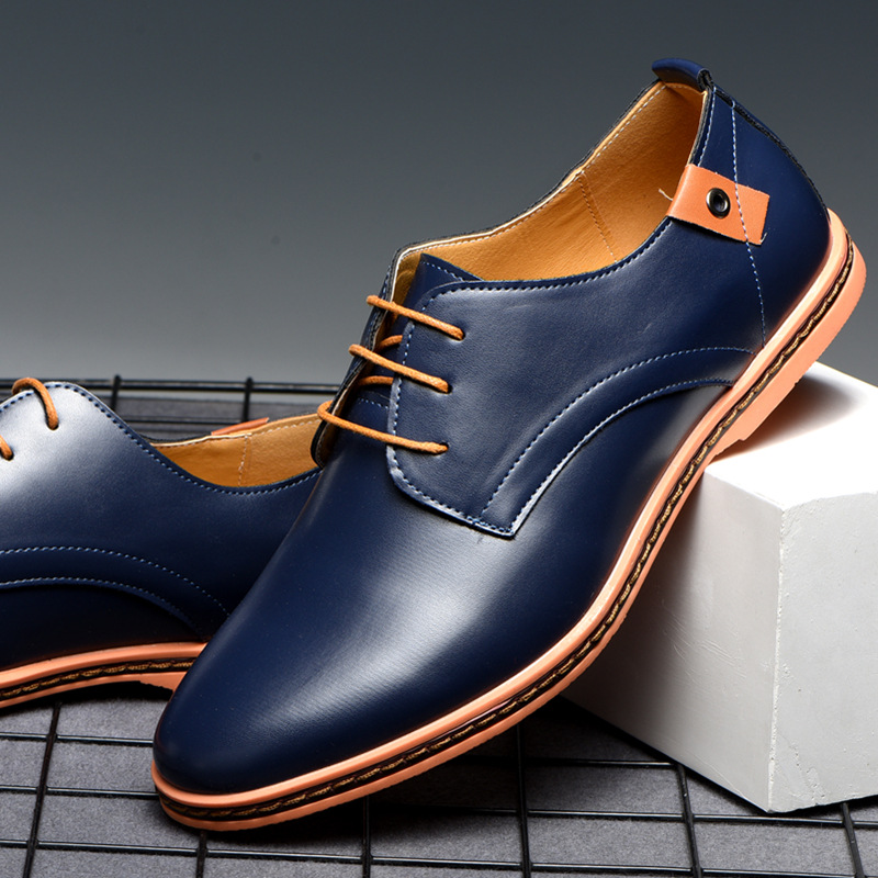 Casual round head shoesmen men's work shoes Single shoes 38-48 size men's leather shoes_voghion.com