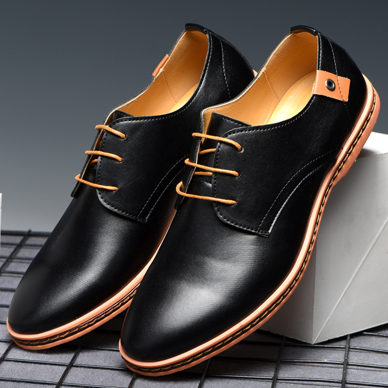 Casual round head shoesmen men's work shoes Single shoes 38-48 size men's leather shoes_voghion.com