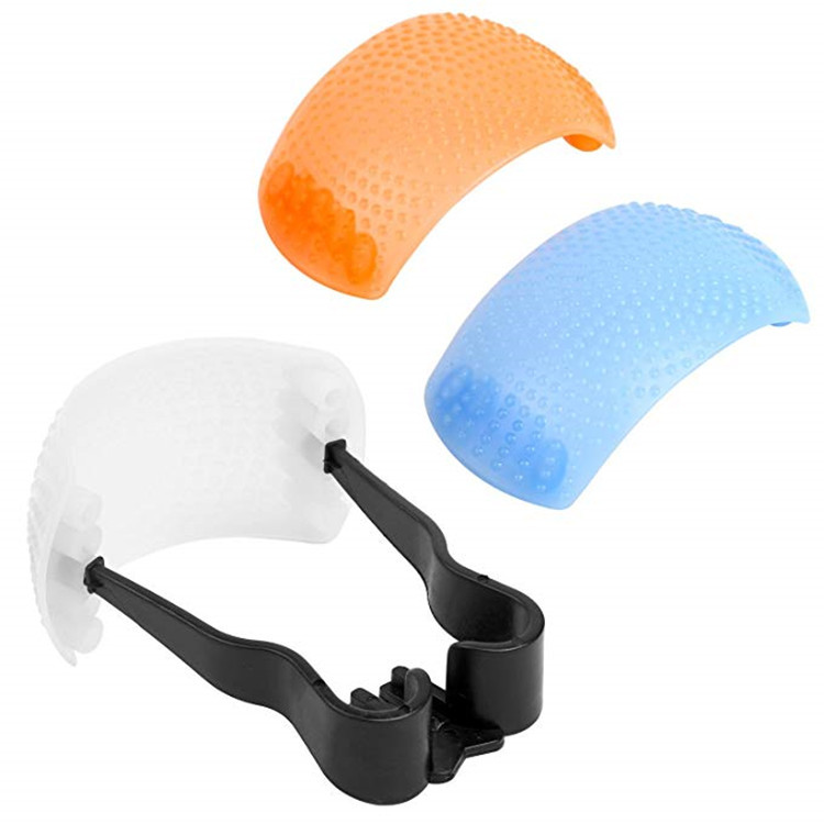 三色罩 可调式内闪光灯 机顶柔光罩 相机柔光罩 白橙蓝3色 柔光片