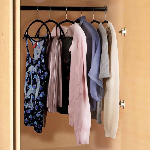 Semi-circular arc flocked clothes hanger, non-slip, traceless clothes hanger, anti-shoulder corner, anti-bulging clothes hanger, suede oval clothes hanger
