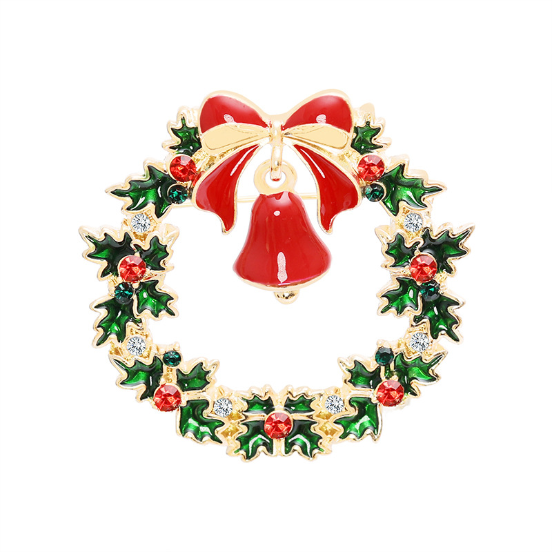Broche de Navidad transfronterizo Medias de Navidad Campana de dulces Navidad Muñeco de nieve ramillete Broche de árbol de Navidad
