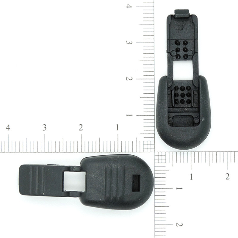 厂家供应拉链拉尾夹黑色塑料绳扣懒人鞋带文件袋拉尾绳夹绳子卡扣