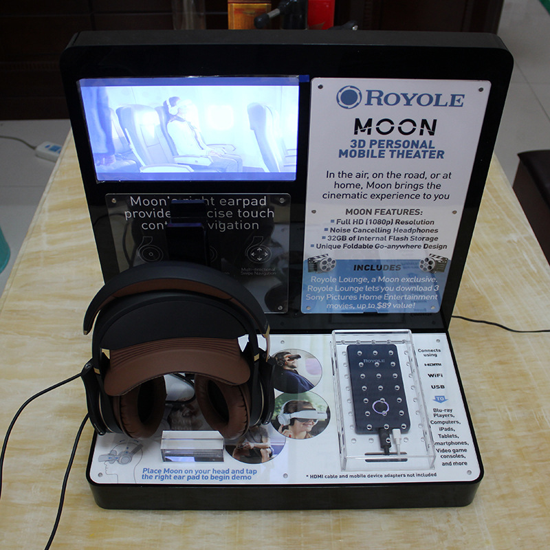 厂家生产有机玻璃耳机架发光视频展架亚克力蓝牙耳机视频发光架