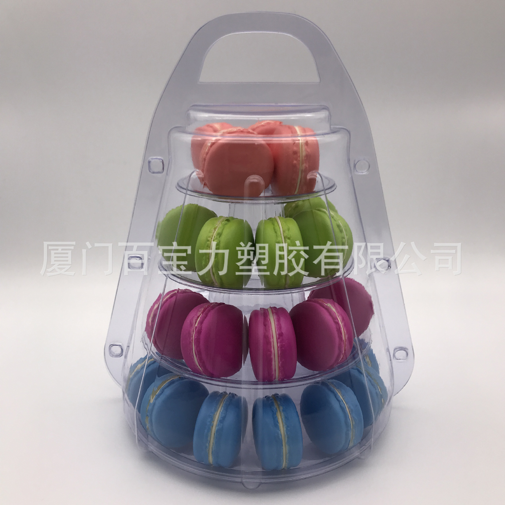 4-capa macaron blister caja de embalaje macaron soporte de exhibición pastel galleta blister caja