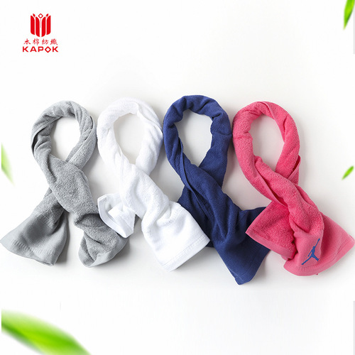 Wholesale sports towel, pure cotton extended marathon sports towel, sweat-absorbing fitness sports towel with embroidered logo
