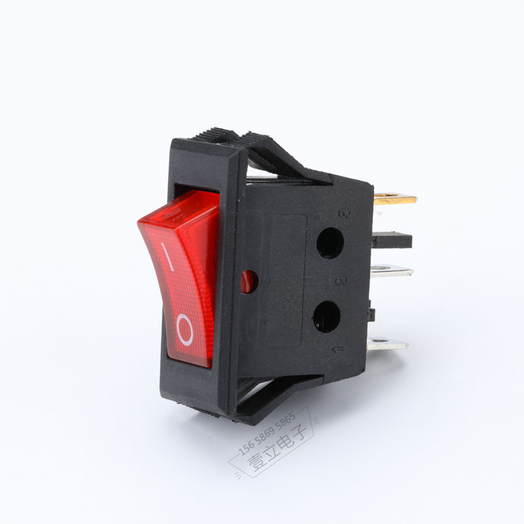 船型开关KCD3B两档3脚翘板开关31.5*15.5三脚带灯