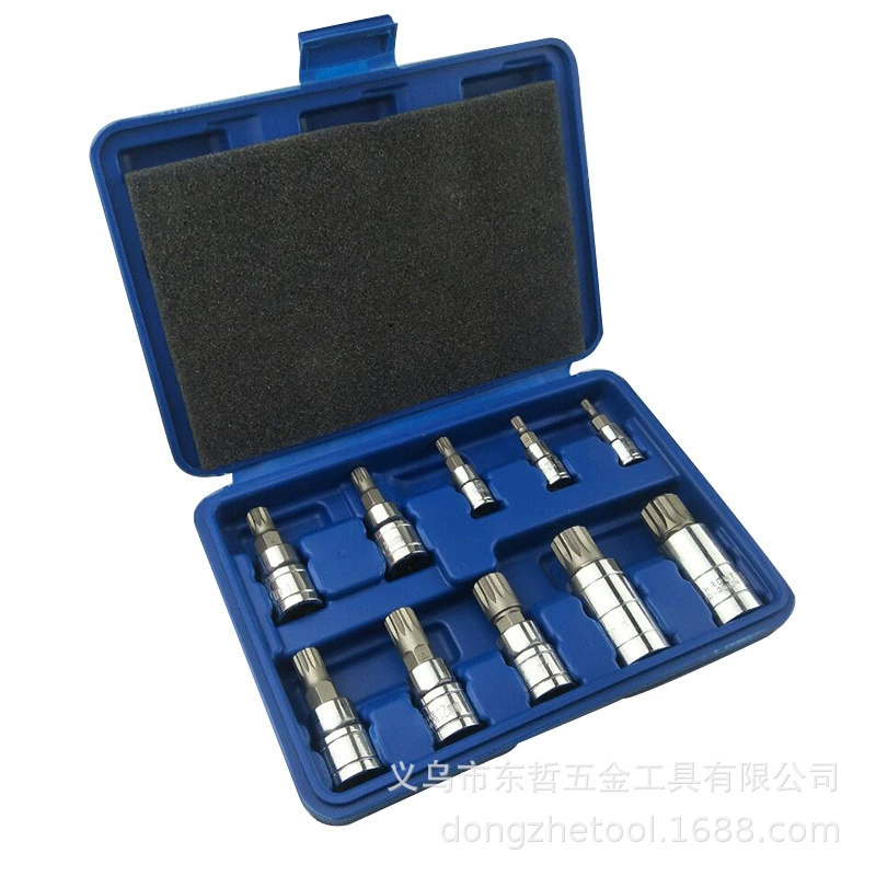 Набор из 10 двенадцатигранных торцевых головок с внутренним отверстием, популярный набор двенадцатигранных головок, набор инструментов для работы с металлом