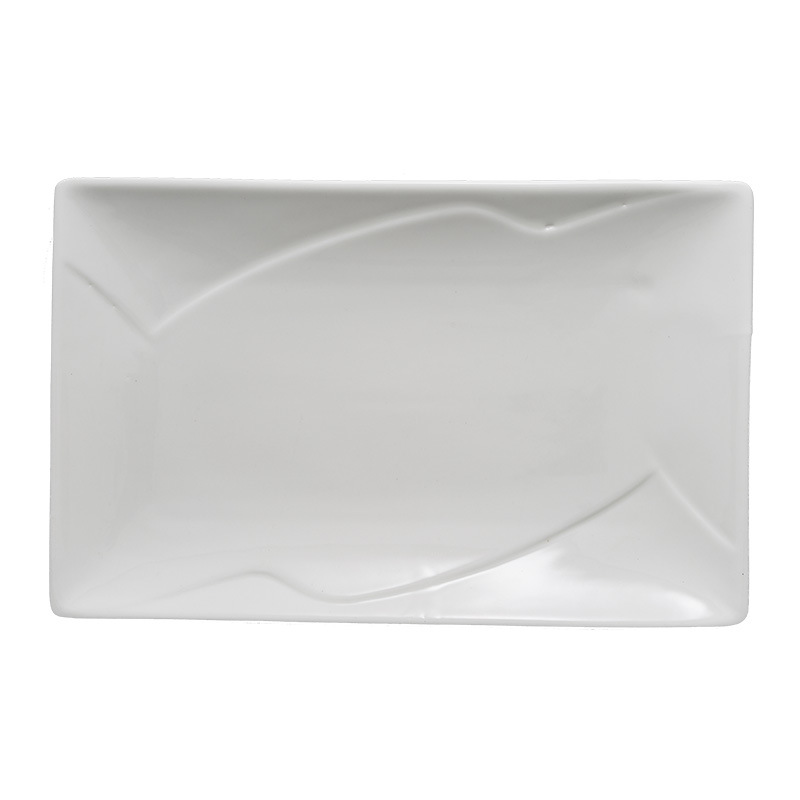 Plato blanco cerámica Shanxi vajilla de porcelana de uso diario suministros de hotel al por mayor placa de transporte rectangular
