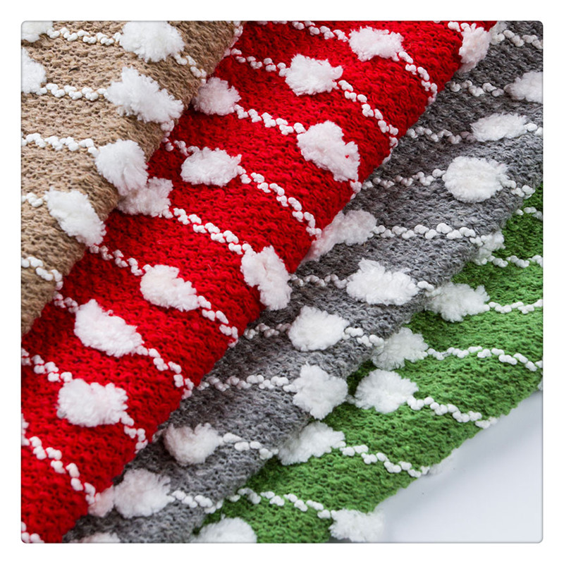 色织提花布粗针提花面料针织提花乒乓球面料圣诞节服装鞋帽面料