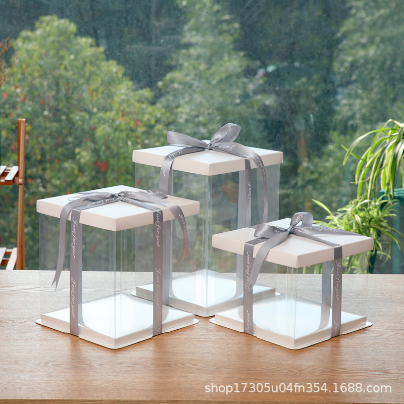 cakebox透明生日蛋糕盒4/6/8/10/12/14寸单层双层三层四层包装盒