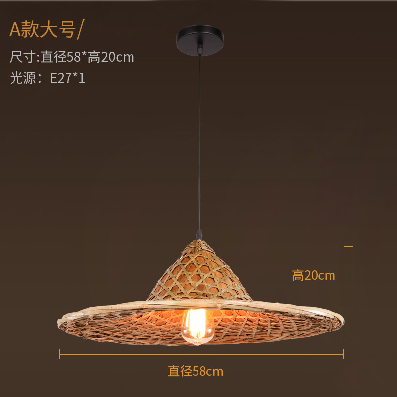 Lámpara de Techo Estilo Chino de Bambú, Iluminación Retro Nostálgica con Forma de Sombrero de Paja, para Restaurante de Hot Pot, Restaurante de Cocina Local, Pantalla de Lámpara con Forma de Sombrero