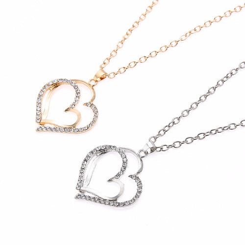 European and American popular jewelry sets, wedding dinner, wedding accessories, double hearts, peach heart-shaped earrings, necklace sets, wholesale