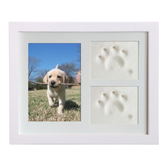 New Product Hand and Footprint Wood Frame Pet DIY Paw Print Clay Frame Hand and Footprint Pet Souvenir Frame