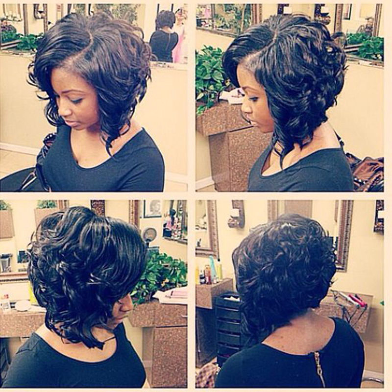 Cross-border new black WIG European and American fashion WIG female oblique bangs short curly hair chemical fiber headgear in stock