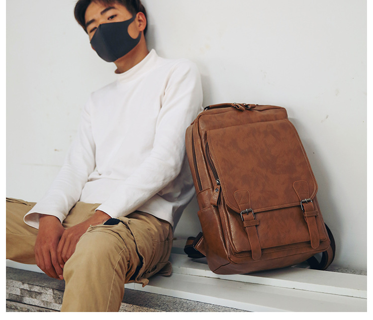 Fábrica de mochilas PU al por mayor bolsa de computadora de viaje de deportes al aire libre mochila de estudiante mochila de cuero de hombre bolso de negocios