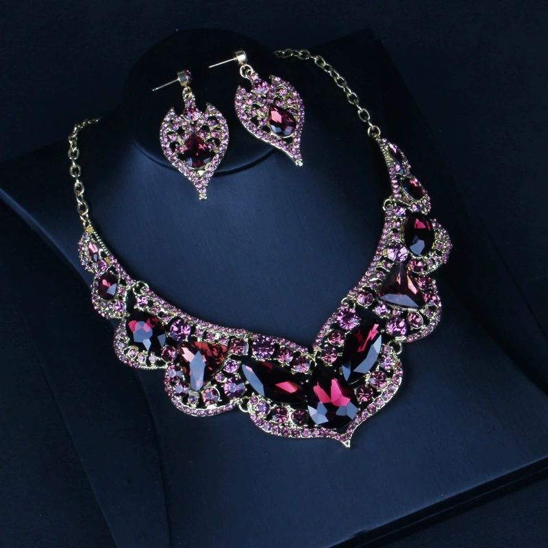 Short purple necklace, chain for key bag , pendant, evening dress for bride, accessory, European style