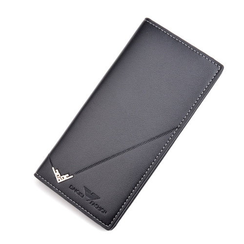 New men's wallet, men's long wallet, vertical thin youth soft wallet, multiple card slots, large capacity, fashionable suit bag