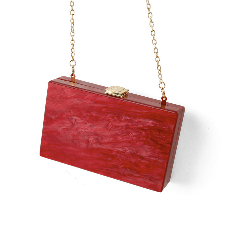 Nueva perla pequeña plaza de acrílico bolso de noche del banquete del bolso del hombro crossbody pequeño bolso de la cadena bolsa