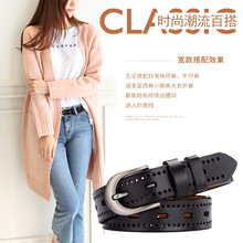 女士真皮皮带无需打孔镂空皮带学生韩版复古休闲腰带服装裤带