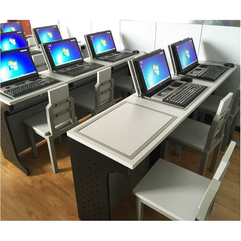 Скрытый компьютерный раскладной стол с одним и двойным монитором, двойной раскладной стол для компьютера, электронный учебный стол для класса