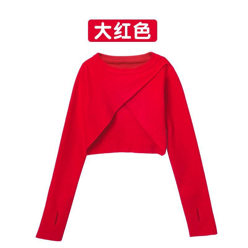 Suéter de baile para niños ropa de baile para niños camisa de fondo para niñas jersey de otoño e invierno rojo de manga larga ropa de práctica abrigo