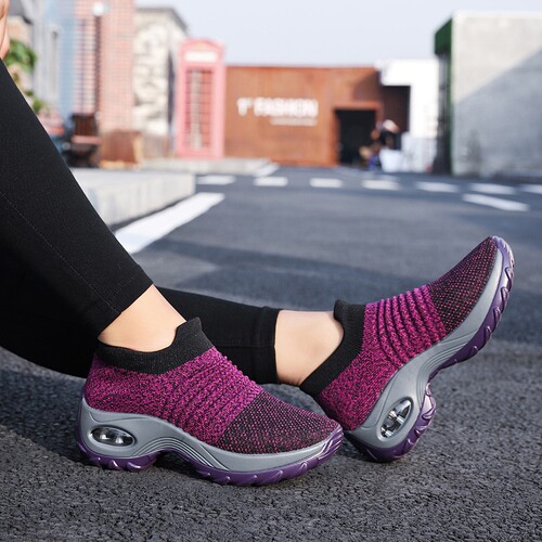 Cross-border e-commerce direct supply of large size women's shoes air cushion fly knit sports shoes over-the-foot shoes fashion casual shoes socks shoes foreign trade