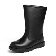 大码45 46工装男式皮靴软面真皮羊毛加厚筒靴加绒保暖英伦马靴潮