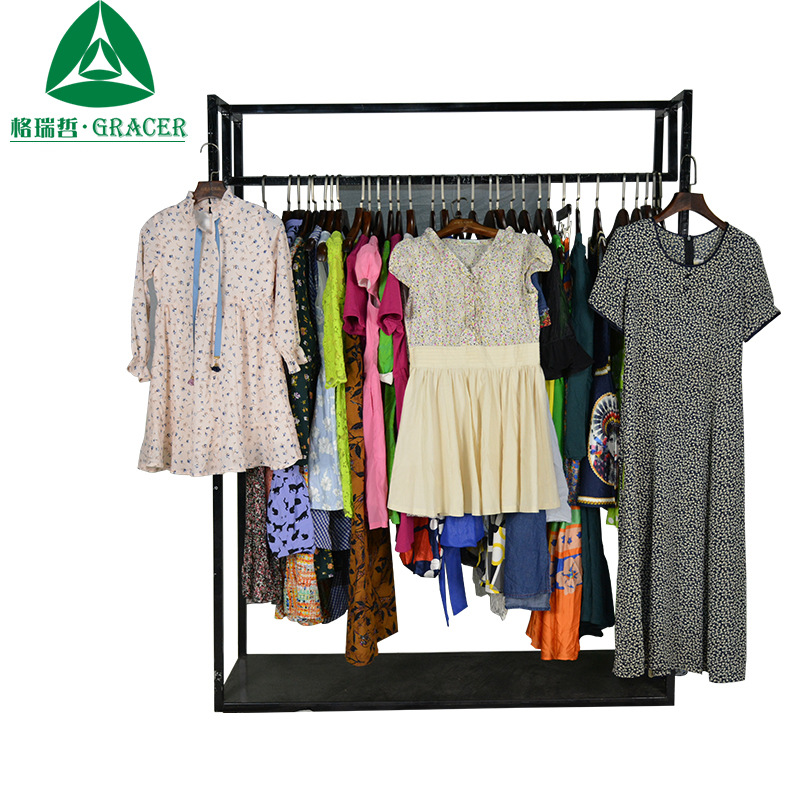 复古八九成新旧连衣裙女夏used clothes休闲夏天妈妈减龄棉布裙子