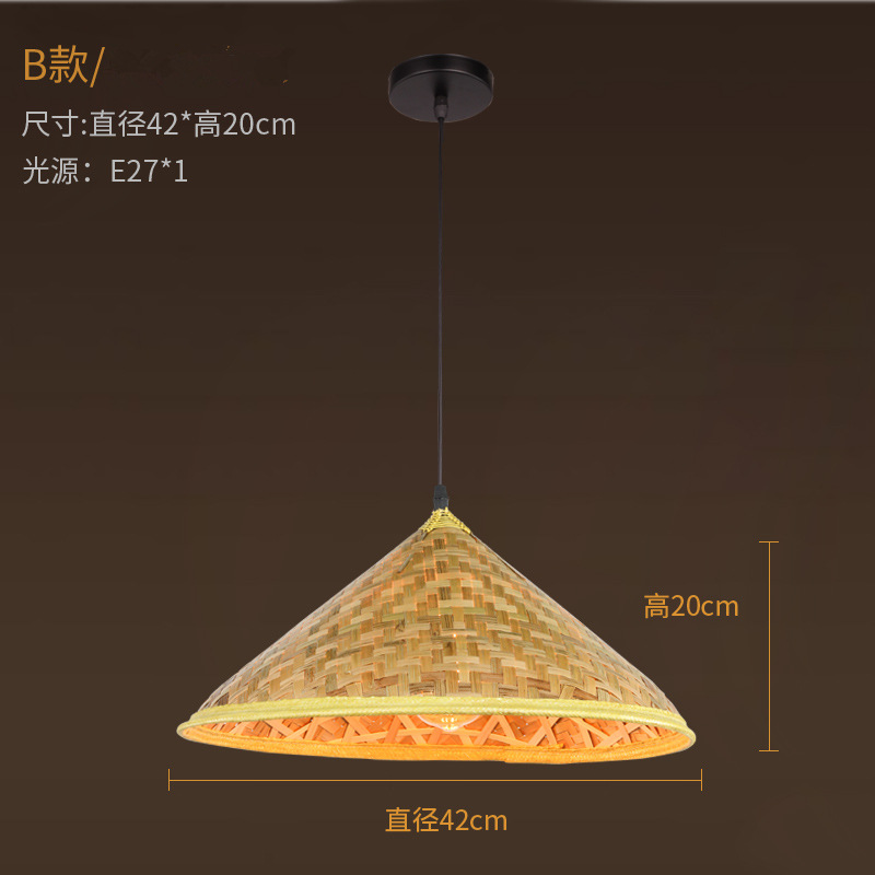 Lámpara de Techo Estilo Chino de Bambú, Iluminación Retro Nostálgica con Forma de Sombrero de Paja, para Restaurante de Hot Pot, Restaurante de Cocina Local, Pantalla de Lámpara con Forma de Sombrero