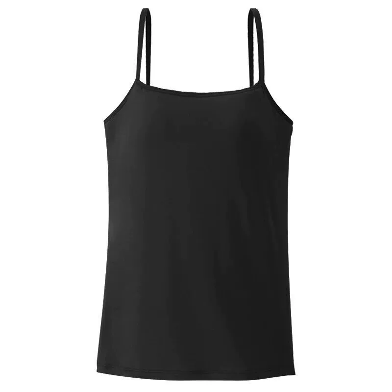 Tank top with built‑in cups for girls, body‑friendly camisole, sizes L–XL, white/black/skin